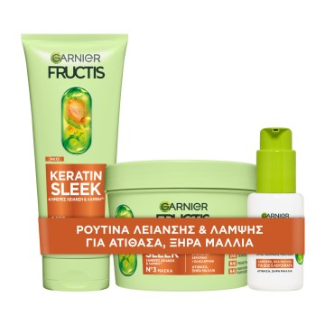Garnier Fructis Promo Keratin Sleek Shampoo 200ml & Mask 370ml & Se...