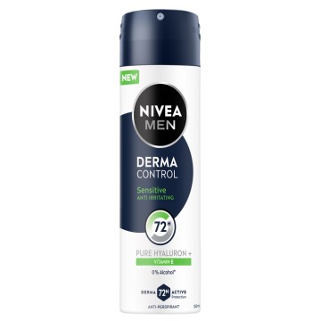 Nivea Men Deodorant Spray Derma Control Sensitive 72h, 150ml