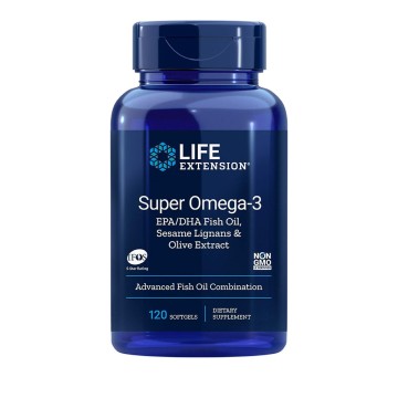 Life Extension Super Omega-3 EPA/DHA с лигнанами кунжута и экстрактом плодов оливы, 120 мягких капсул