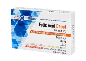 Viogenesis Folic Acid Depot (Vitamin B9) 600mg, 30 tablets