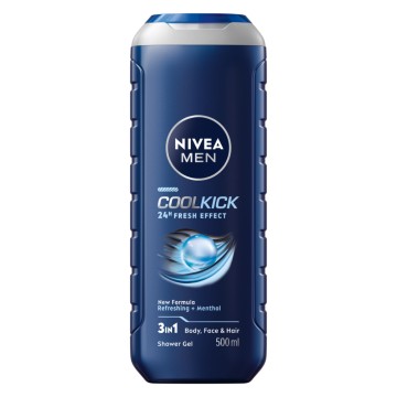 Nivea Men Cool Kick 24h Fresh Effect Shower Gel 3 in 1, 500ml