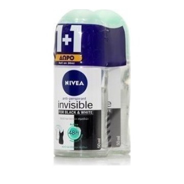 Nivea Black & White Active Invisible Roll-On, Deodorant 50ml 1+1 GIFT