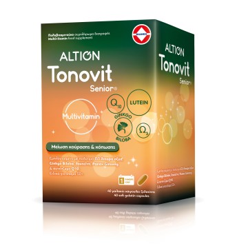 Altion Tonovit Senior Multivitaminico con acidi grassi Omega-3 e Gingko Biloba Over 50, senza iodio, 40 capsule molli