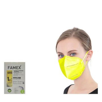 Famex Masque Haute Protection FFP2/KN95 Masques Jaune 10pcs
