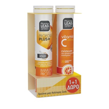 Pharmalead Promo Propolis Plus+ With Manuka Honey 20 effervescent tablets & Vit C 1000mg 20 effervescent tablets Orange