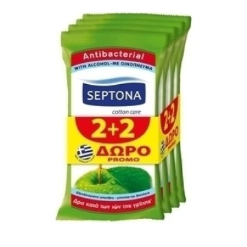 Антибактериальные жидкие салфетки Septona Зеленое яблоко 2+2 ПОДАРОК ​​15шт.