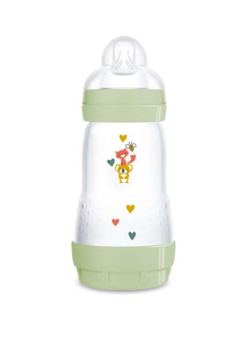 Пластиковая детская бутылочка Mam Easy Start с антиколиками и силиконовой соской для детей от 2 месяцев, зеленая, 260 мл
