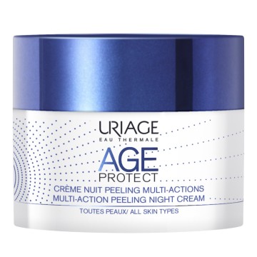 Uriage Age Protect Crème de Nuit Peeling Multi Actions, Crème de Nuit Exfoliante Multi Actions Tous Types 50 ml