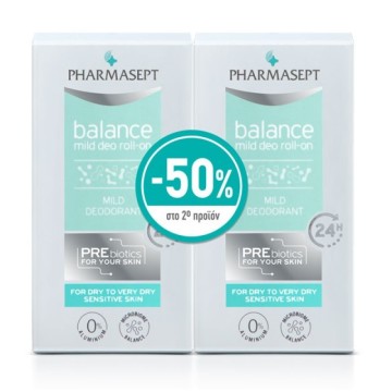 Pharmasept Promo Balance Mild Deo Αποσμητικό 24h σε Roll-On Χωρίς Αλουμίνιο 2x50ml