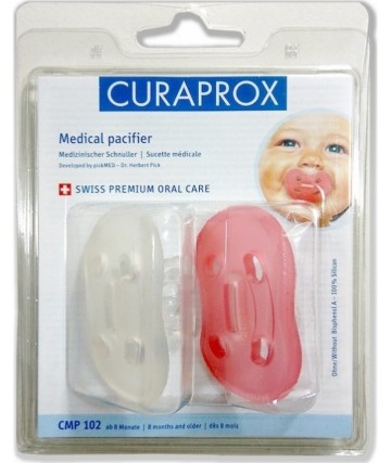 Curaprox CMP 102 Ιατρική Πιπίλα Από 8 Μηνών Μπλε/Κόκκινο 2Τμχ