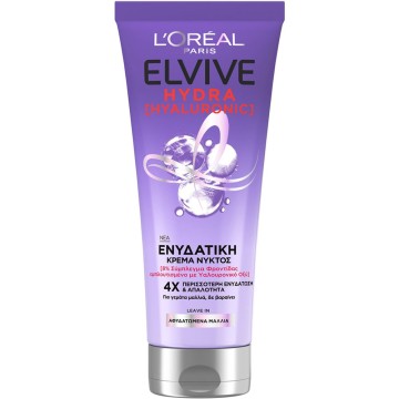 LOreal Paris Elvive Hydra Hyaluronic Ενυδατική Κρέμα Νυκτός για Αφυ...