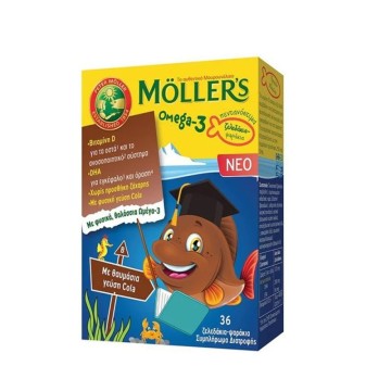 Mollers Omega-3 Ζελεδάκια-Ψαράκια με Γεύση Cola, 36τμχ