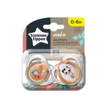 Tommee Tippee MODA silicone pacifier for girl 0-6m (2pcs)