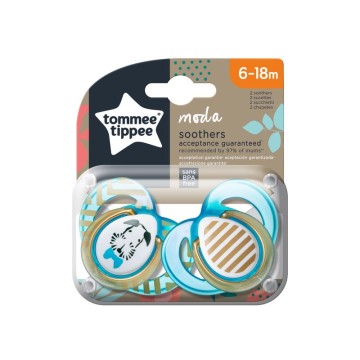 Tommee Tippee MODA silicone pacifier for boy 6-18m (2pcs)