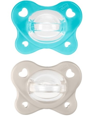 Chicco Πιπίλες Physio Forma Dual Soft 6-16m Γκρι/Σιέλ, 2 τεμάχια