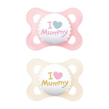 Mam Πιπίλες Σιλικόνης I Love Mommy Ροζ/Μπεζ για 2-6 μηνών, 2 τεμάχια