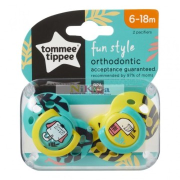 Пустышки Tommee Tippee Fun Stye унисекс 6-18 мес 2 шт.