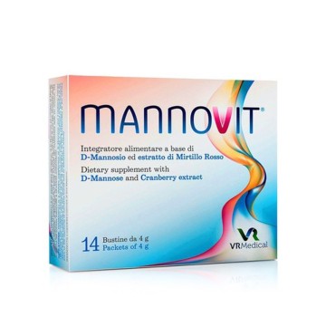 VR Medical MannoVit مكمل غذائي مع D-Mannose ومستخلص التوت البري، 14 كيس 4 جرام