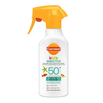 Carroten Kids Sensitive SPF50+ Spray kundër diellit për fytyrën dhe trupin 270 ml