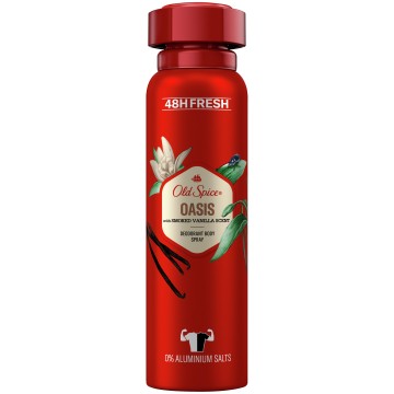 Old Spice Oasis Déodorant Spray Corporel 48h Frais au Parfum Vanille Fumée 150 ml