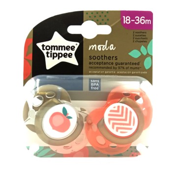 Sucettes en silicone Tommee Tippee MODA pour filles 18-36 mois (2pcs)