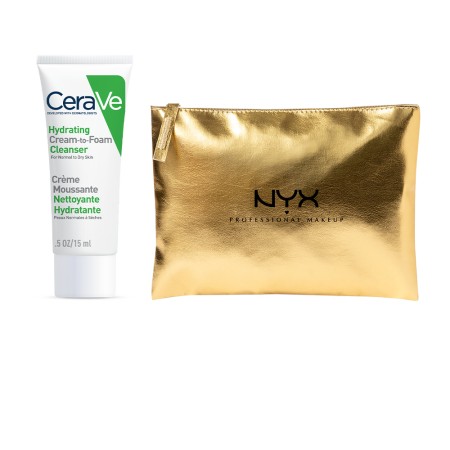 Nyx Pmu Beauty Bag Gold & CeraVe Crema idratante per detergente in schiuma 15 ml
