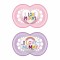 Mam Sucettes Silicone I Love Mummy for 6-16 month 2 pcs Rose/Violet