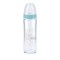 زجاجة رضاعة زجاجية كلاسيكية جديدة من نوك لعمر 0-6 أشهر مع حلمة سيليكون مقاس M أزرق 240 مل