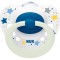 Ciuccio Nuk Signature in silicone bianco notte con stelle per 18-36 m con custodia 1 pz