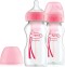 Dr. Browns Options+ Shishe bebeje rozë Plastike me qafë të gjerë dhe thithka silikoni 270 ml 2 copë