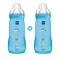 Mam Easy Active - Set di biberon in plastica con tettarella in silicone per 4+ mesi, fondo blu, 2 pezzi, 330 ml