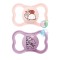 Ортодонтические силиконовые пустышки Mam Supreme для 6-16 месяцев розовый/фиолетовый 2шт.