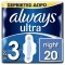 Always Ultra Night (Μέγεθος 3) Σερβιέτες Με Φτερά 20 τεμ Always Ultra Night (Μέγεθος 3) Σερβιέτες Με Φτερά 20 τεμ