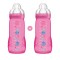 Mam Easy Active Kunststoff-Babyflaschenset mit Silikonsauger für 4+ Monate, Fuchsia Bottom, 2 Stück, 330 ml