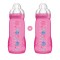 Mam Easy Active - Set di biberon in plastica con tettarella in silicone per 4+ mesi, fondo fucsia, 2 pezzi, 330 ml