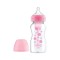 д-р Brown's Natural Flow Options+ Пластмасова бебешка бутилка с широко гърло и силиконов биберон 0m+ розово 270 ml