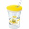 Nuk Action Cup Пластмасова жълта чаша със сламка за 12м+ котка 230мл
