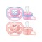 Avent Ultra Air Silicone Pacifiers with Ring, Pink 0-6 months, 2pcs