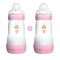 Mam Set Easy Start Biberon in plastica anticolica con tettarella in silicone per 2+ mesi Rosa 2X260ml