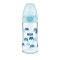 Nuk First Choice Plus Biberon in vetro con controllo della temperatura con tettarella in silicone M 0-6 mesi blu con elefanti 240 ml