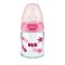 Nuk First Choice Plus Стъклена бебешка бутилка за контрол на температурата, силиконова биберонка M за 0-6 месеца Розова с птици 120 ml