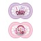 Mam Silicone Pacifiers I Love Daddy for 6-16 months 2 pcs Pink/Purple