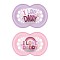 Mam Sucettes Silicone J'aime papa 6-16 mois 2 pcs Rose/Violet