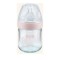 Nuk Nature Sense, Γυάλινο Μπιμπερό Θηλή Σιλικόνης Ροζ Small 0-6m 120ml