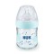 Nuk Nature Sense Температурен контрол Стъклена бебешка бутилка със силиконов биберон S 0-6 месеца Blue Fox 120 ml