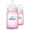 Philips Avent, Πλαστικό Μπιμπερό Classic 1m+ Ροζ 2x260ml