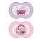 Mam Orthodontic Silicone Pacifiers for 16+ months I Love Daddy Pink/Purple 2pcs