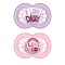 Mam Sucettes Orthodontiques en Silicone pour 16+ mois I Love Daddy Rose/Violet 2pcs