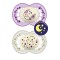 Mam Silicone Pacifiers Original Night for 16+ months Purple/White 2 pieces