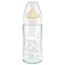 Nuk First Choice Plus (10.745.102 )Μπιμπερό Γυάλινο 0-6 Μηνών με Θηλή Καουτσούκ Μεγέθους 1 Λευκό, 240ml